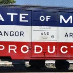 red white and blue box car