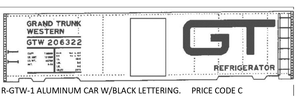 GRAND TRUNK WESTERN REEFER CAR GRAPHICS